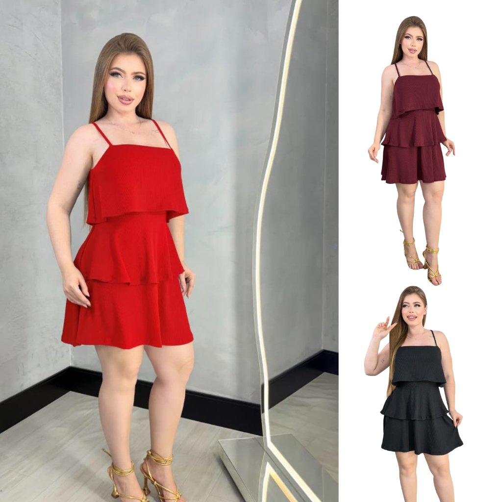Vestido Babado Soltinho Alça fina Estiloso Verão Confortavel