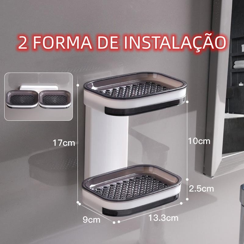 Saboneteira 2 Camada Caixa De Sabão Para Banheiro Com Suporte Favourite