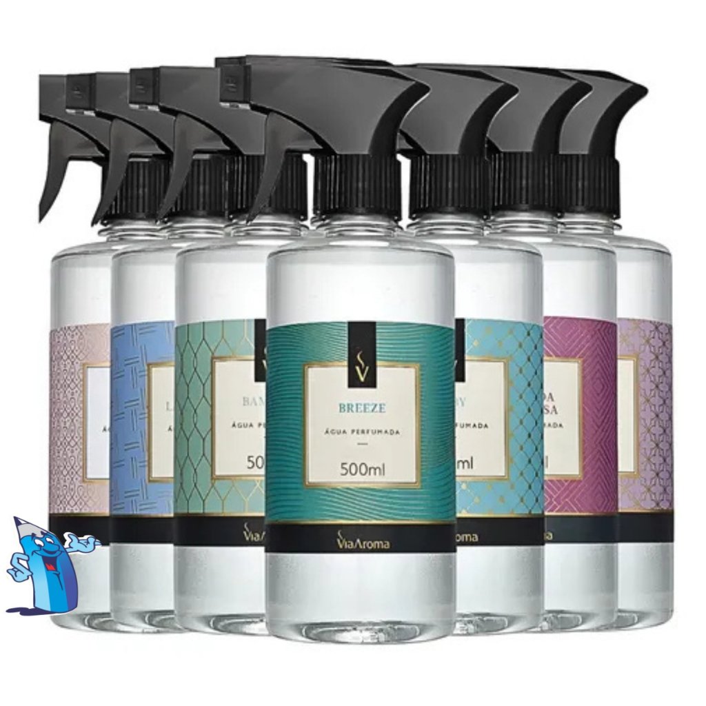 ÁGUA PERFUMADA 500ML VIA AROMA SPRAY PARA TECIDO CHEIRINHO PARA CASA PERFUMADA
