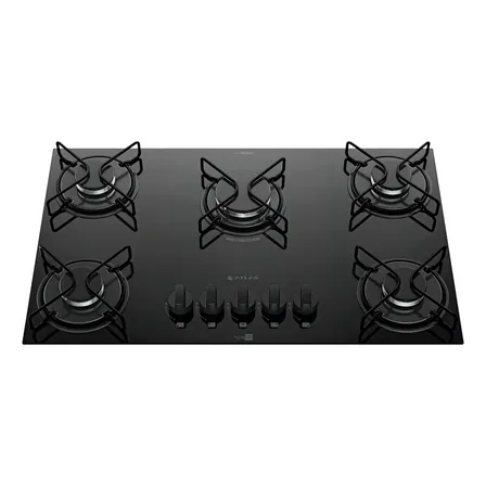 Cooktop 5 Bocas A Gás Atlas Agile Up Mega Chama Preto 127/220v
