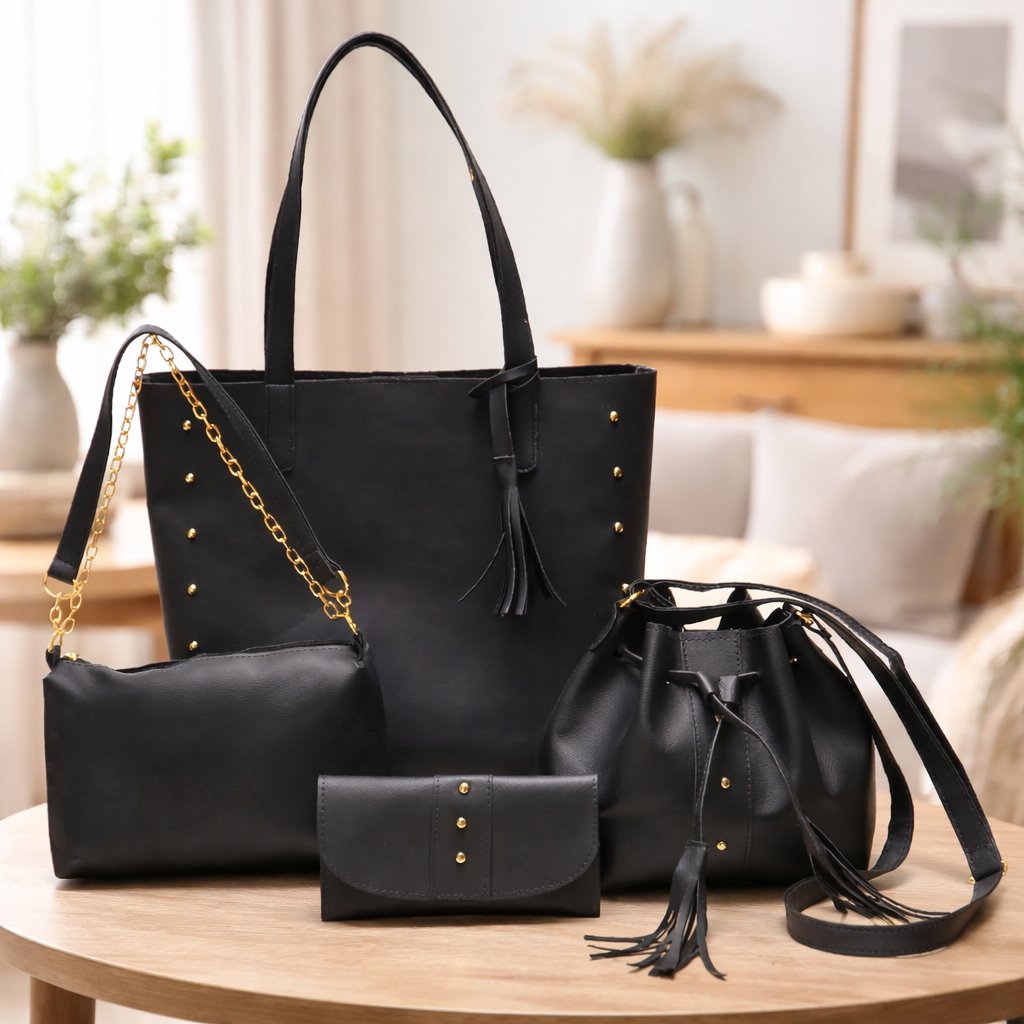 BOLSA FEMININA KIT COM 4 PEÇAS BOLSA DE OMBRO E COM CARTEIRA LANÇAMENTO
