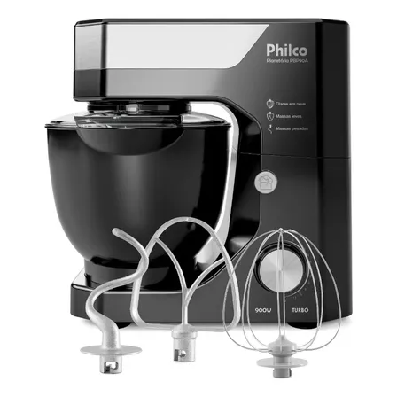 Batedeira Planetária Philco 900w 5l Preta 12 Velocidades Turbo Pbp90a Preto 127v 60