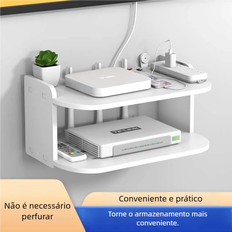 Prateleira MDF Para Roteador Aparelho de TV Modem Video Game Fixada Na Parede Suporte Invisivel Suporta