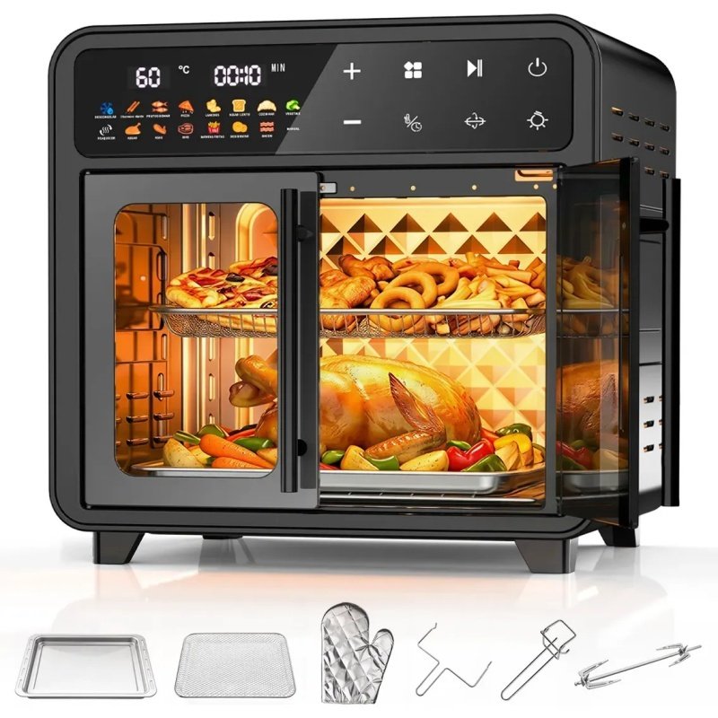 127V Fritadeira Air Fryer Forno Elétrica Oven 25L Door 1500W Sem Oléo Multi Touch