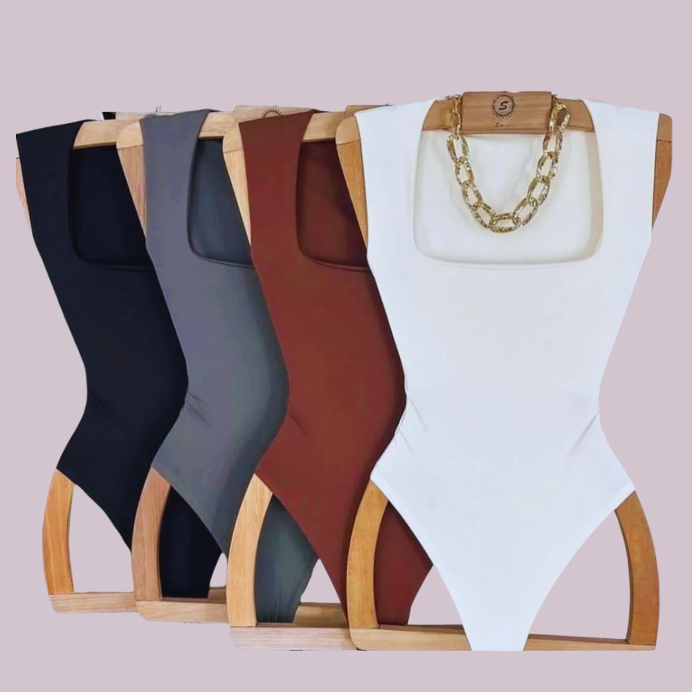Kit 02 Body Feminino Regata Alças Grossas Decote Quadrado Zero Transparência Ótima  Sustentação.