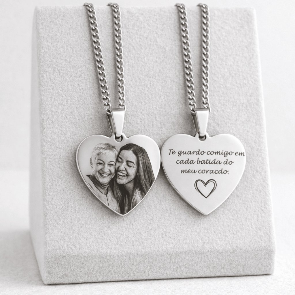 Colar medalha personalizada Foto gravação a laser Família Amor Avó Pai Mãe Namorado Casal