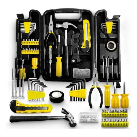 Kit Jogo De Ferramentas 200 Peças Com Maleta Resistente - Titanium Platina Amarelo/preto