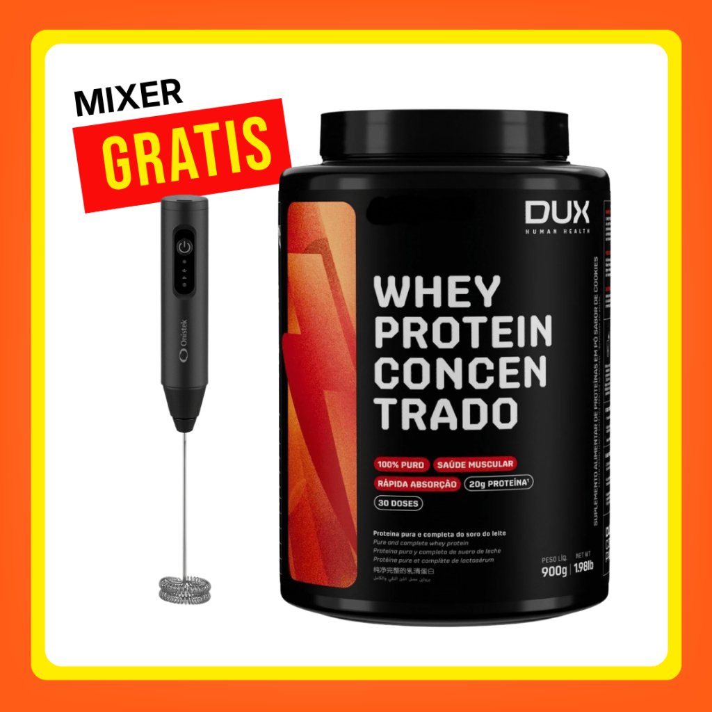 Whey Dux Concentrado GRÁTIS Mixer Elétrico - Whey Dux em Promoção - Escolha o Sabor