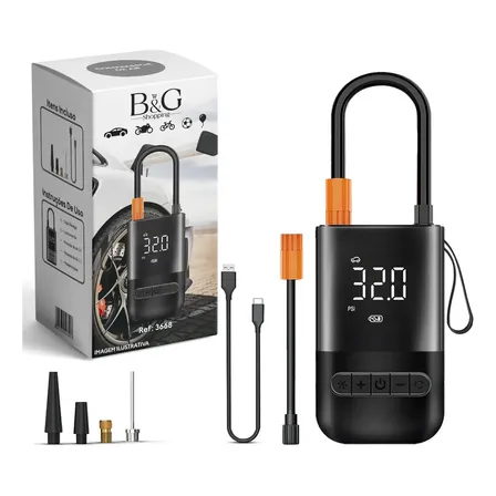 Bomba De Ar Elétrica B&g Bg-n10 Digital Usb-c 150 Psi 127/220v