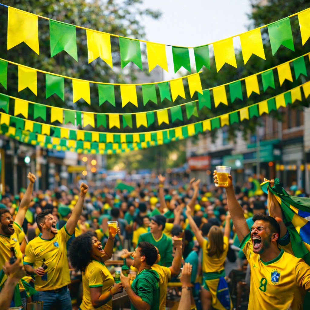 10/50/100m Bandeirinha Verde E Amarela Copa Mundo Brasil Plástico