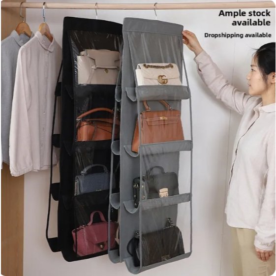 6/8 bolsos bolsa de armazenamento organizador de guarda-roupa suspenso bolsa armário bolsa Tempat Letak Beg