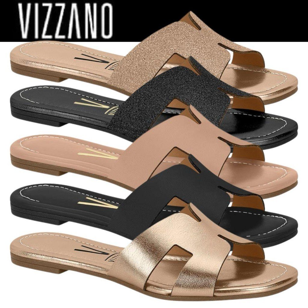 Rasteira Slide Chinelo Feminino  Vizzano Glitter Delicado ORIGINAL